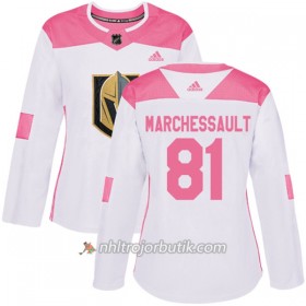Dame Ishockey Vegas Golden Knights Tröja Jonathan Marchessault 81 Adidas 2017-2018 Vit Rosa Fashion Authentic